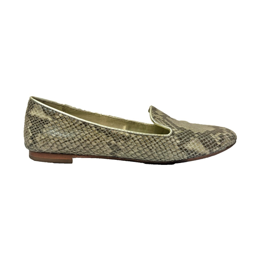 Coach Carrie Flat Loafer Tan Snake Pattern Leather Gold Trim & Insole SZ 9 - Picture 3 of 11